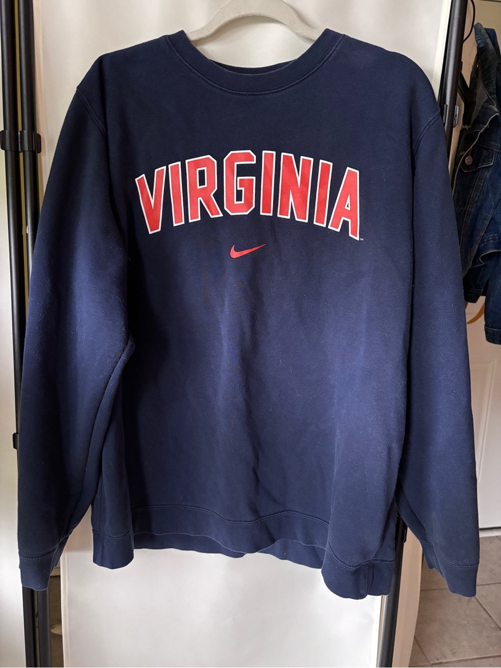 Nike UVA Navy Crewneck Sweatshirt with Orange and White Virginia Logo